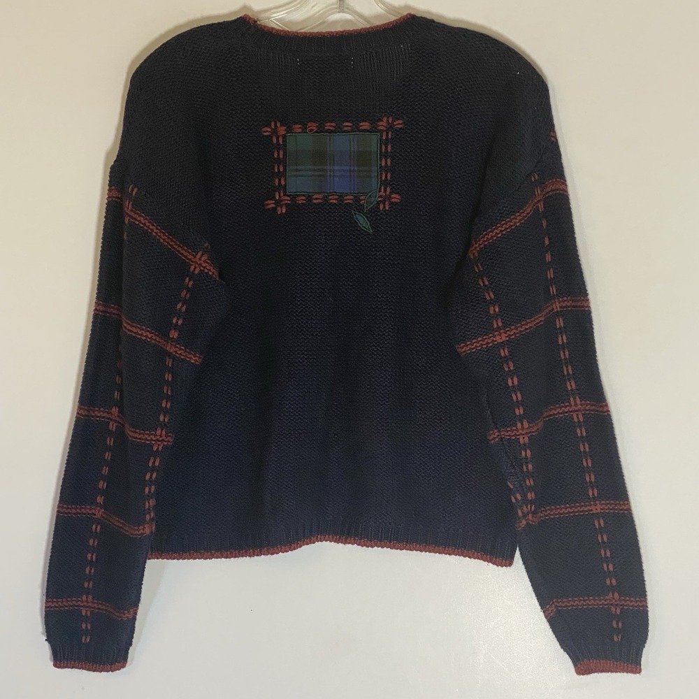 Kathy Ireland Cardigan Womens Small Blue Multi Floral Embroidered Granny Y2K 90s - Picture 16 of 16